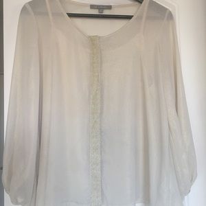 Sheer Cream and Gold Flowy Top